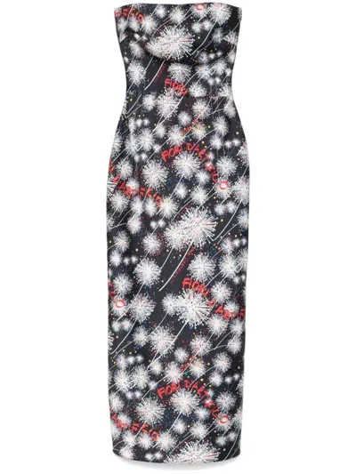 Alessandro Enriquez Fireworks-print Midi Dress In Multi