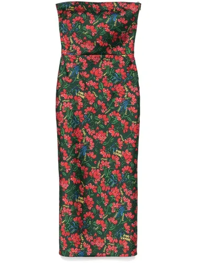 Alessandro Enriquez Floral-print Midi Dress In 绿色