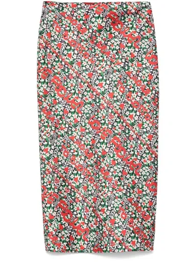 Alessandro Enriquez Floral-print Midi Skirt In Black