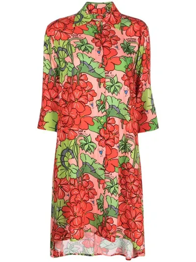 Alessandro Enriquez Floral-print Shirt Dress In Rosa