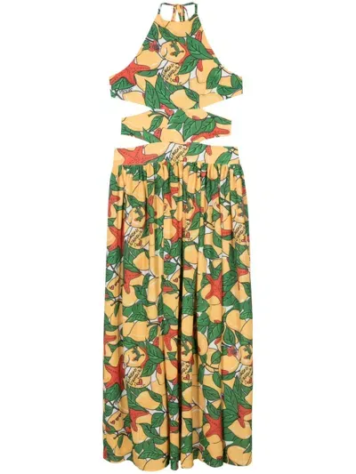 Alessandro Enriquez Lemon-print Maxi Dress In 黄色