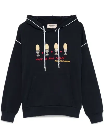 Alessandro Enriquez Logo-embroidered Hoodie In 蓝色