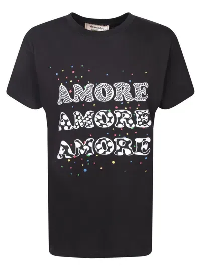 Alessandro Enriquez Amore-print Cotton T-shirt In Black