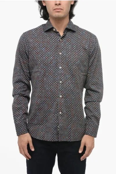 Alessandro Gherardi Printed Shirt With Spread Collar In Gray