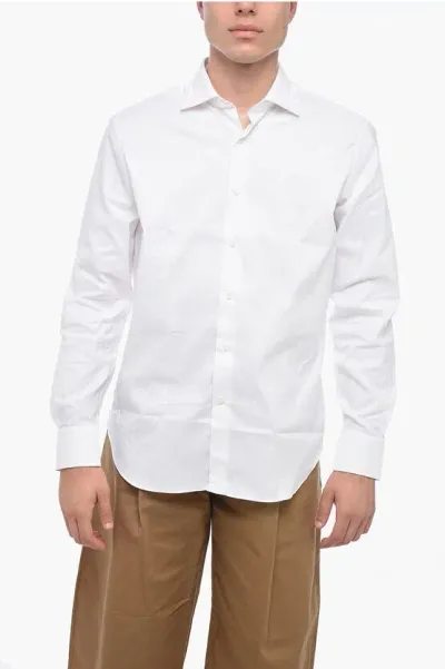 Alessandro Gherardi Spread Collar Popeline Cotton Shirt In White