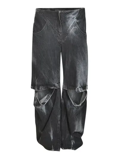 Alessandro Vigilante Cut-out Detail Stonewashed Jeans In Black