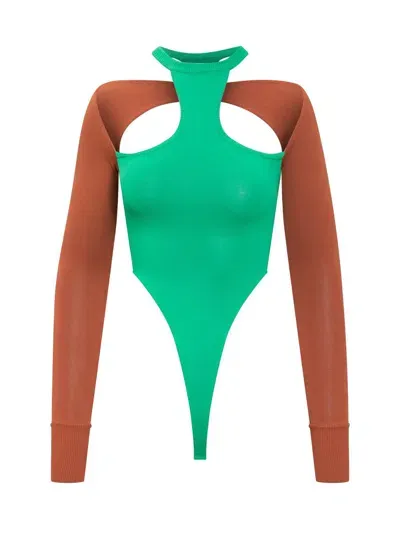 Alessandro Vigilante Two-tone Bodysuit In Green