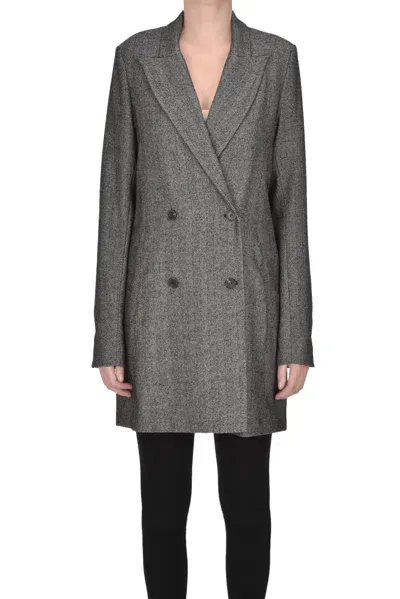 Alessia Santi Lightweight Herringbone Coat In Black