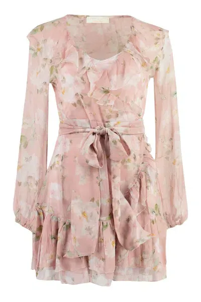 Alessia Zamattio Silk Wrap-dress In Pink