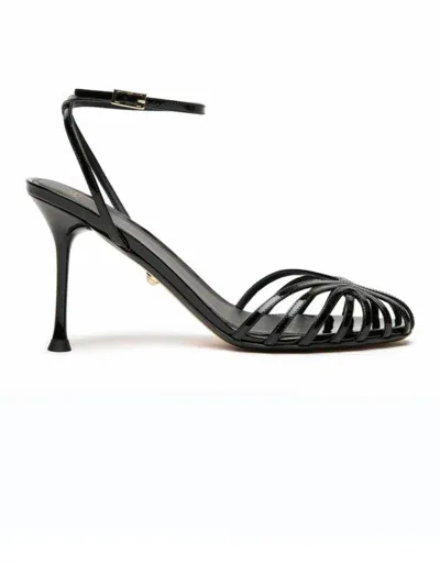 Alevì 75mm Ally Patent Leather Sandals In Black