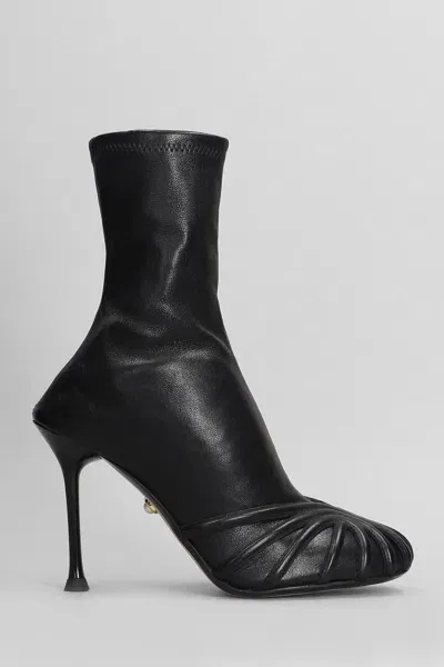 Alevì Iman 095 High Heels Ankle Boots In Black Leather