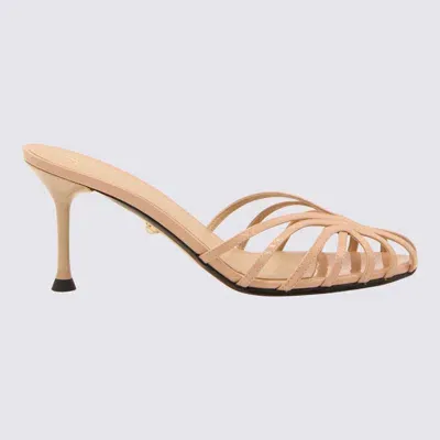 Alevì Nude Leather Rachel Mules In Beige