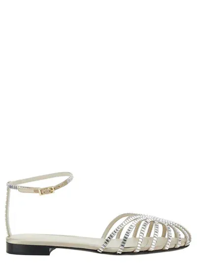 Alevì Rebecca Crystal-embellished Caged Sandals In Neutrals