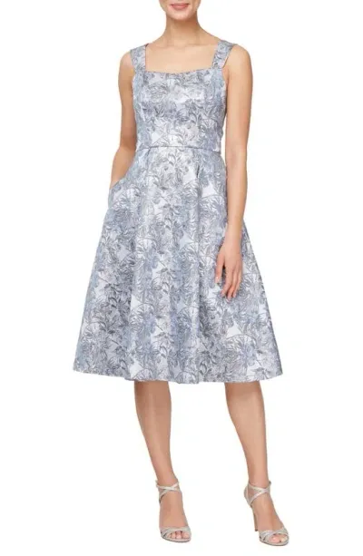 Alex Evenings Floral Jacquard Cocktail Dress In Multi