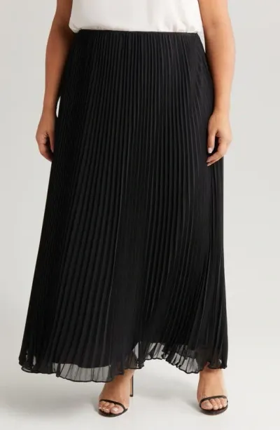 Alex Evenings Pleated Maxi Skirt In Black