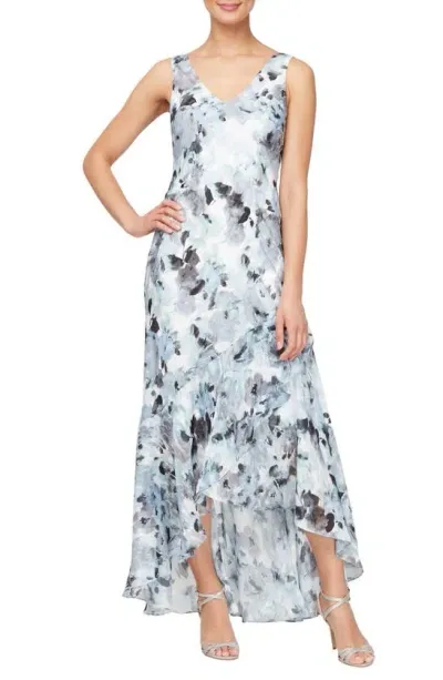 Alex Evenings Print Sleeveless Gown With Jacket In Ivory Multi