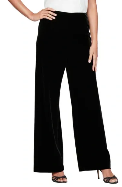 Alex Evenings Slim Fit Velvet Pants In Black