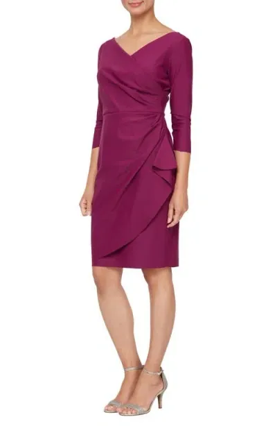 Alex Evenings Surplice Ruffle Sheath Dress In Passion