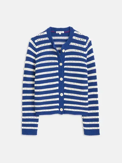 Alex Mill Hailey Cardigan In Deep Royal/ivory