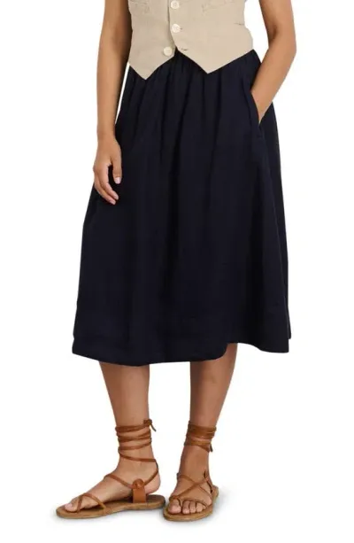 Alex Mill Linen A-line Skirt In Dark Navy