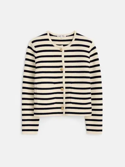 Alex Mill Paris Sweater Jacket In Stripe In Cream/navy