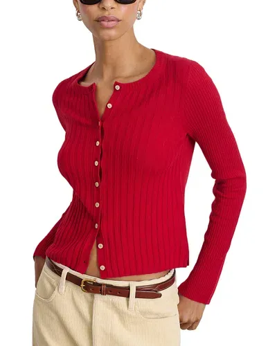 Alex Mill Ribbed Cashmere Cardigan Sweater In Crimson