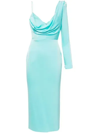 Alex Perry Asymmetric Satin Dress In Blue