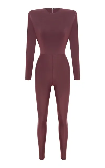 Alex Perry Batwing Jersey Catsuit In Purple