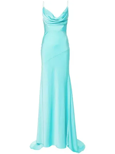 Alex Perry Drapiertes Bikini Cowl Abendkleid In Blau