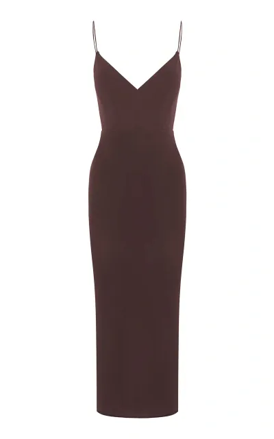 Alex Perry Bodycon Crepe Jersey Midi Dress In Brown