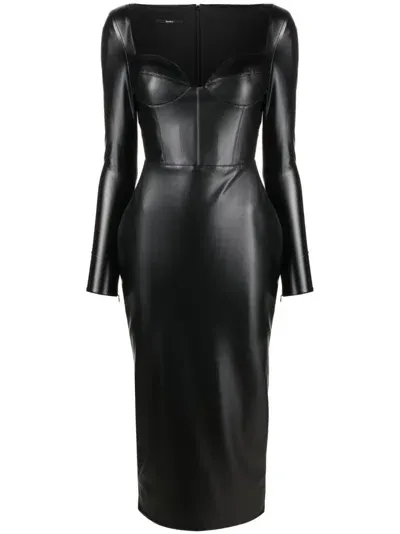 Alex Perry Bustier Long-sleeve Midi Dress In Black