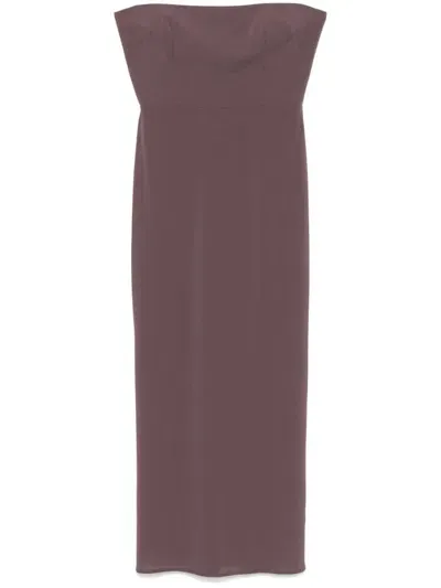 Alex Perry Crepe Strapless Maxi Dress In Brown