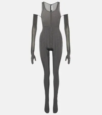 Alex Perry Crystal-embellished Jersey Catsuit In Grau