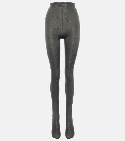 Alex Perry Crystal-embellished Jersey Tights In Grey