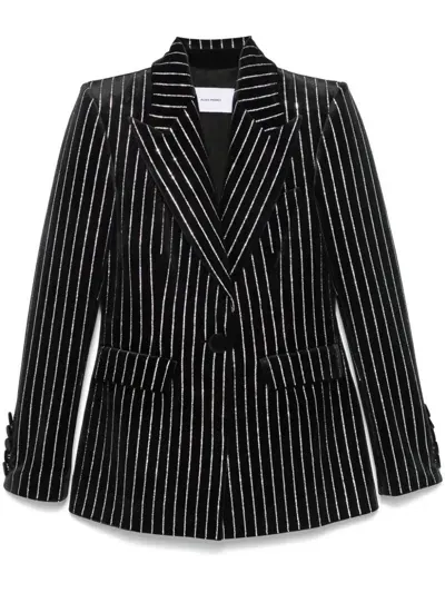 Alex Perry Crystal-embellished Velvet Blazer In Black