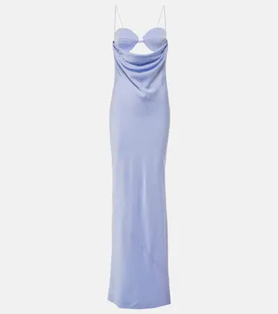 Alex Perry Cutout Draped Satin Crêpe Gown In Lila