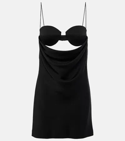 Alex Perry Cutout Draped Satin Crêpe Minidress In Schwarz