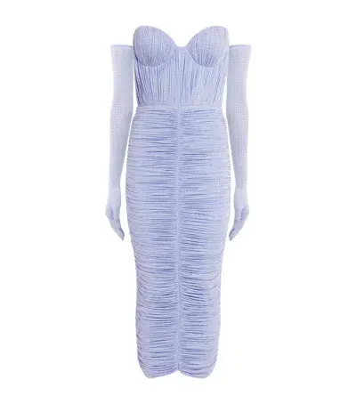 Alex Perry Embellished Gloved Midi Dress In Blue