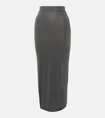 Alex Perry Crystal-embellished Jersey Midi Skirt In Grey