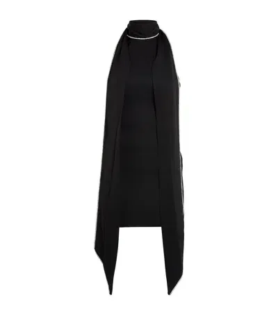 Alex Perry Embellished Scarf Mini Dress In Black