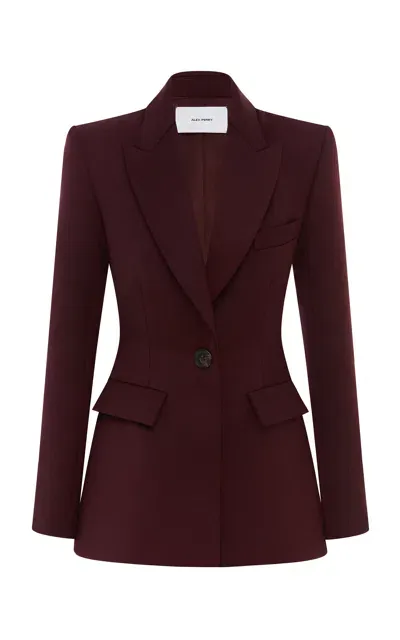 Alex Perry Fitted Wool Suiting Blazer In Burgundy