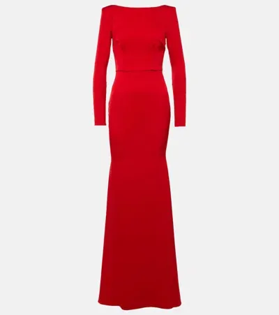 Alex Perry Gathered Satin Gown In Red