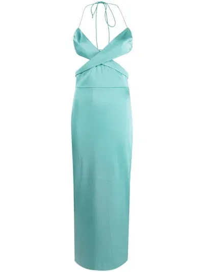 Alex Perry Mason Satin Cut-out Midi Dress In Green