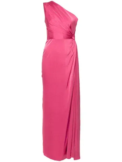 Alex Perry One-shoulder Satin Dress In 粉色