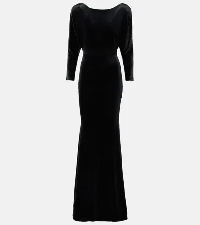 Alex Perry Open-back Velvet Gown In Black