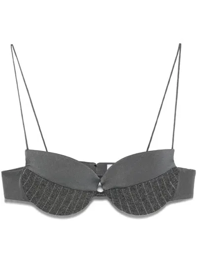 Alex Perry Pinstripe Bra Top In Gray