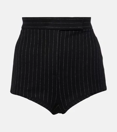 Alex Perry Pinstripe High-rise Shorts In Schwarz