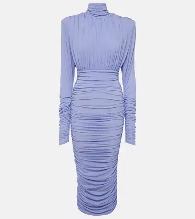 Alex Perry Ruched Crêpe Jersey Midi Dress In Purple