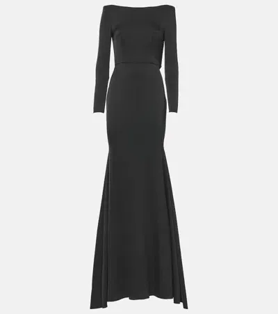 Alex Perry Satin Crêpe Corset Gown In Black