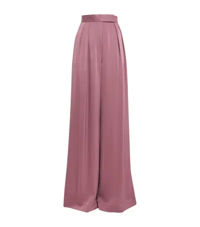 Alex Perry Satin Crepe Wide-leg Trousers In Purple